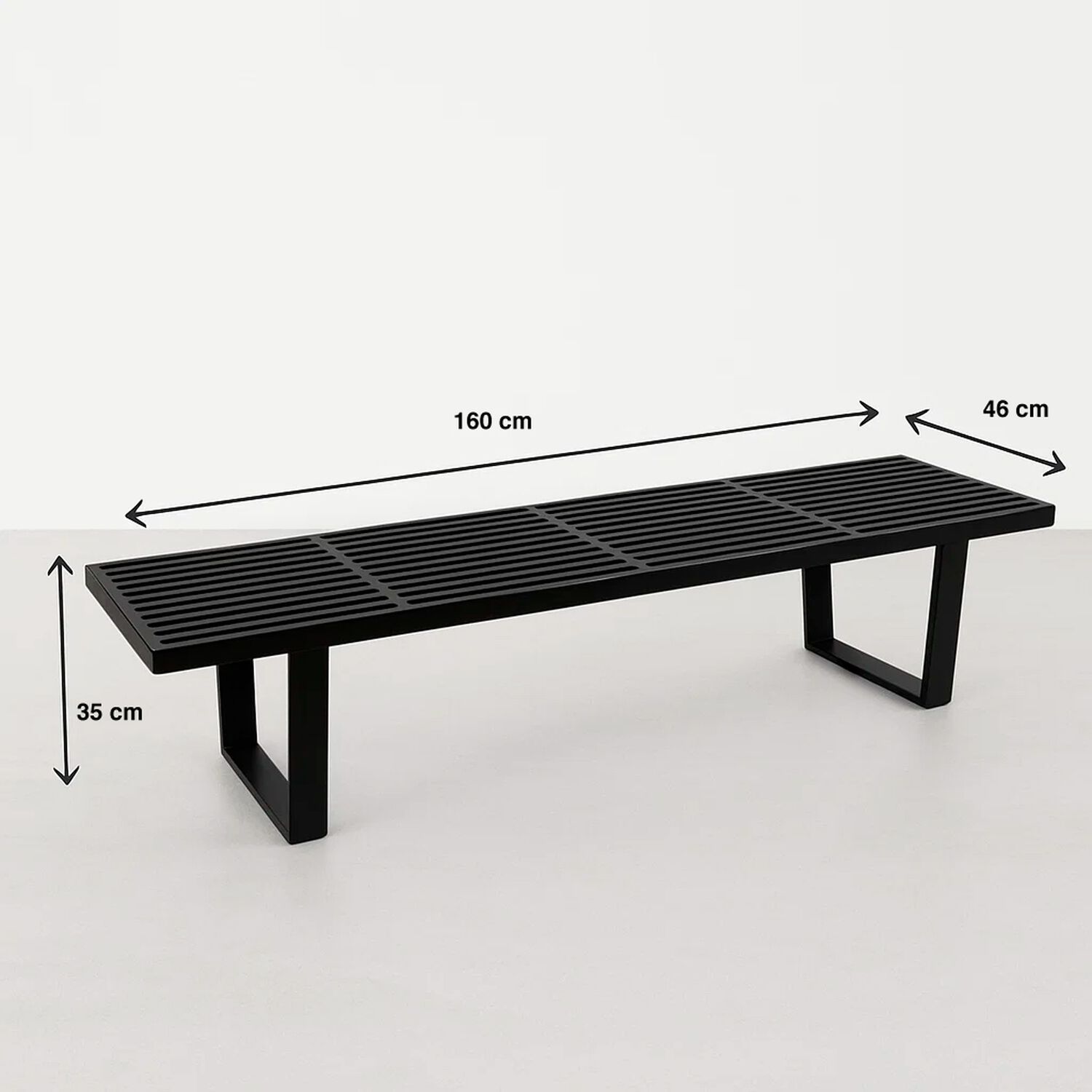 Banqueta De Madera Y Metal George Nelson 160cm - Negra image number 3.0