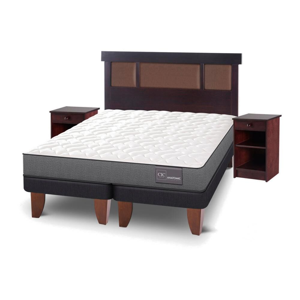 Cama Europea Cic Anatomic / 2 Plazas / Base Dividida + Set De Maderas image number 2.0