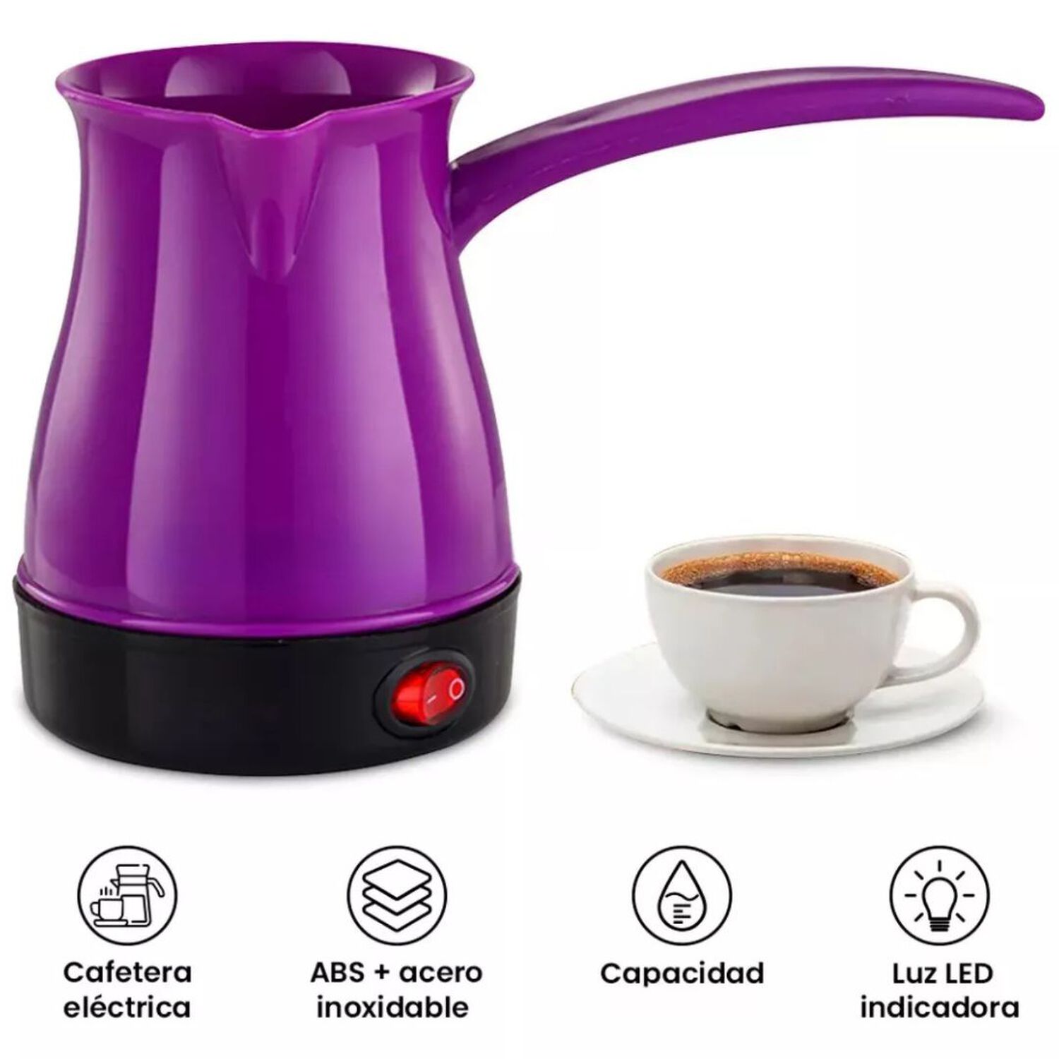Cafetera Turca 600w Tetera El&eacute;ctrica 300ml Oficina Morada image number 2.0