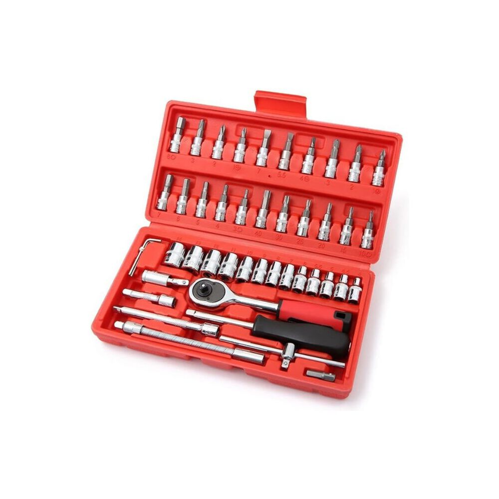 Juego Estuche De Llaves Trinquete Dados Por 46pcs Puntas Metricas image number 0.0