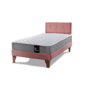 Cama Europea Zen Best 1.5 Plaza Tela Velvet Palo Rosa + Respaldo