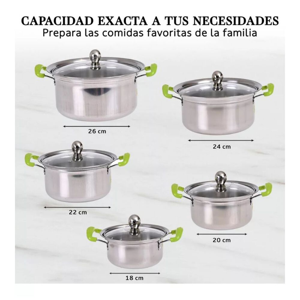 Juego Set De 5 Ollas Cacerolas Con Tapa Acero Inoxidable image number 1.0