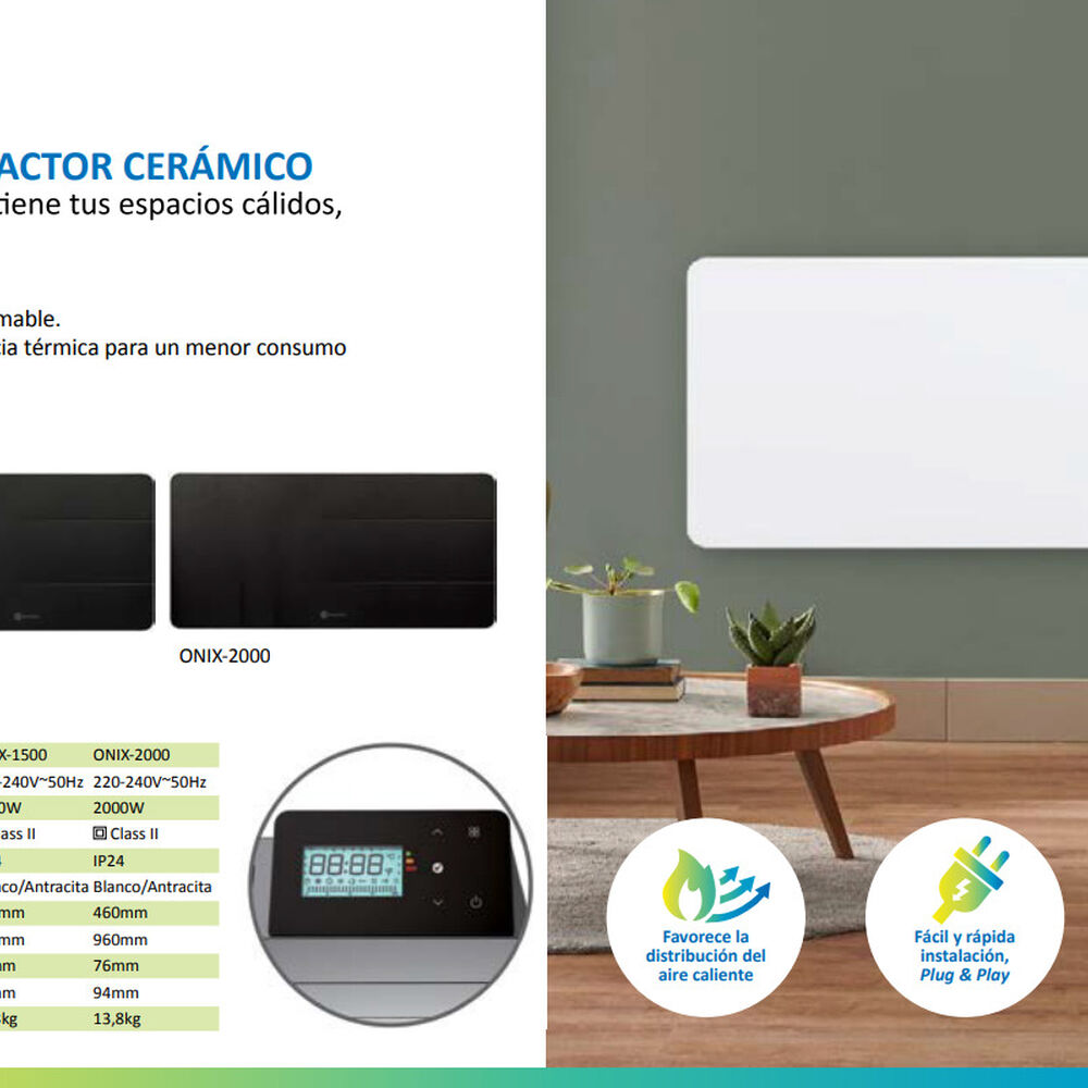 Estufa Radiador Calefactor &Oacute;nix Cer&aacute;mico Blanco 1500w Primaterm image number 6.0