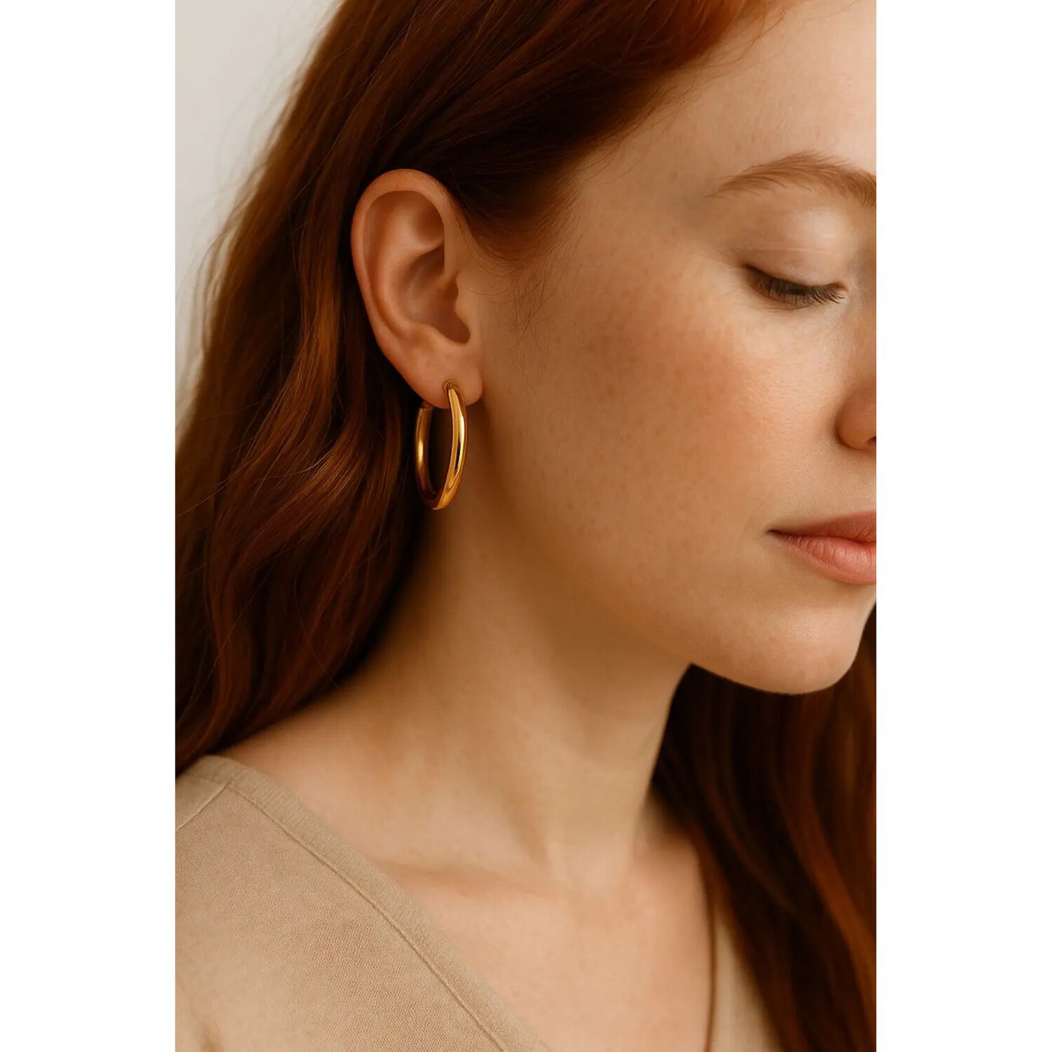 Aros Argolla Tubo 8mm Oro 18k 1.15gr Mujer Ni&ntilde;as Cl&aacute;sicas Dorado image number 1.0