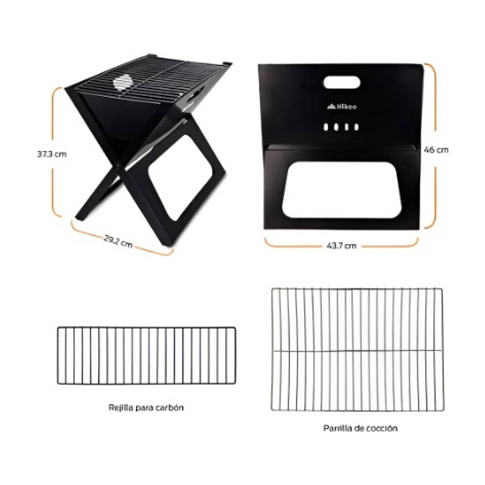 Parrilla Plegable De Carb&oacute;n Port&aacute;til Para Asados Color Negro image number 5.0