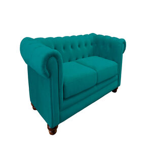 Sofa Florencia 2 Cuerpos Tela Velvet Turquesa