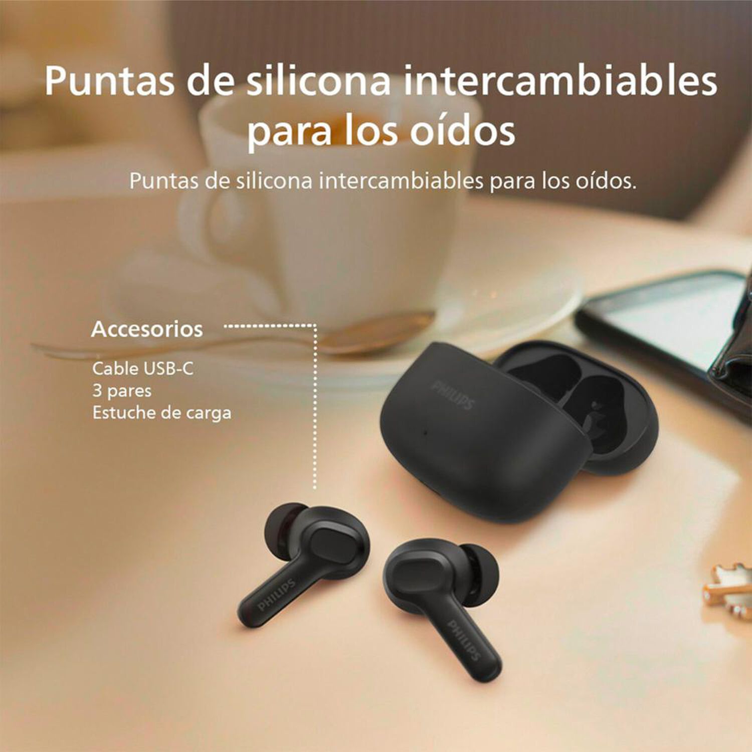 Aud&iacute;fonos Bluetooth Philips Tat1109bk image number 9.0