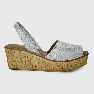 Sandalia Cuero Eliada Blanco Plateado