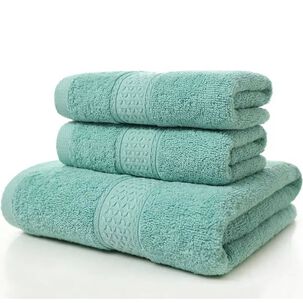 Set De 3 Toallas 100% Algod&oacute;n - Verde Agua