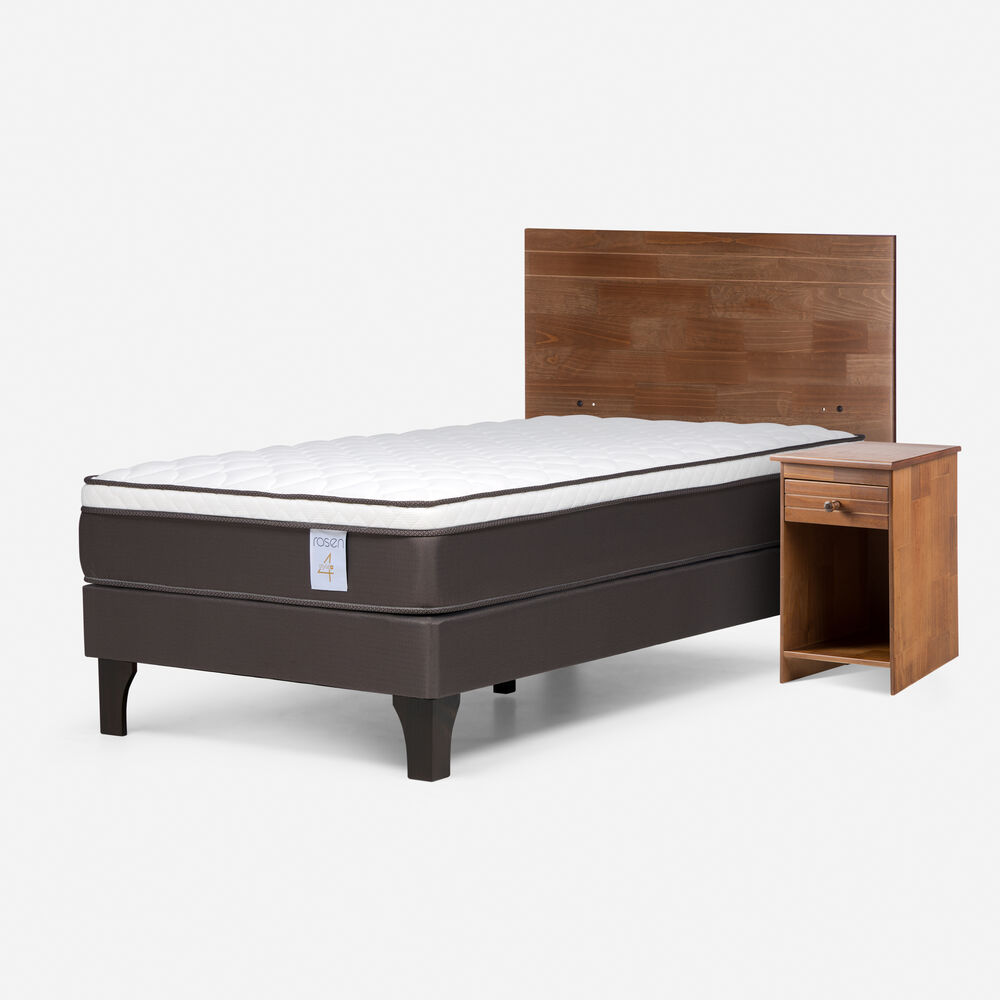 Cama Europea Rosen New Style 4 Plus / 1 Plaza / Base Normal + Set De Maderas Tabor Caramelo image number 1.0