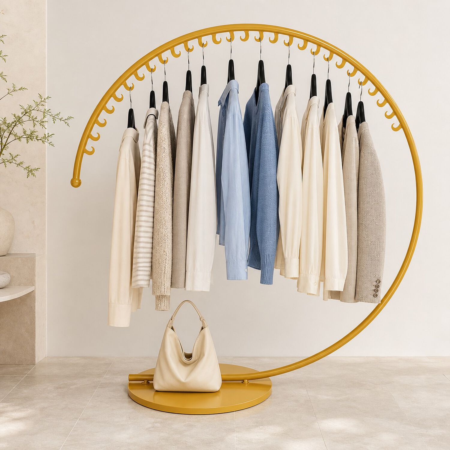 Perchero Colgador Exhibidor Circular Metalico Con 30 Ganchos Color Dorado image number 5.0