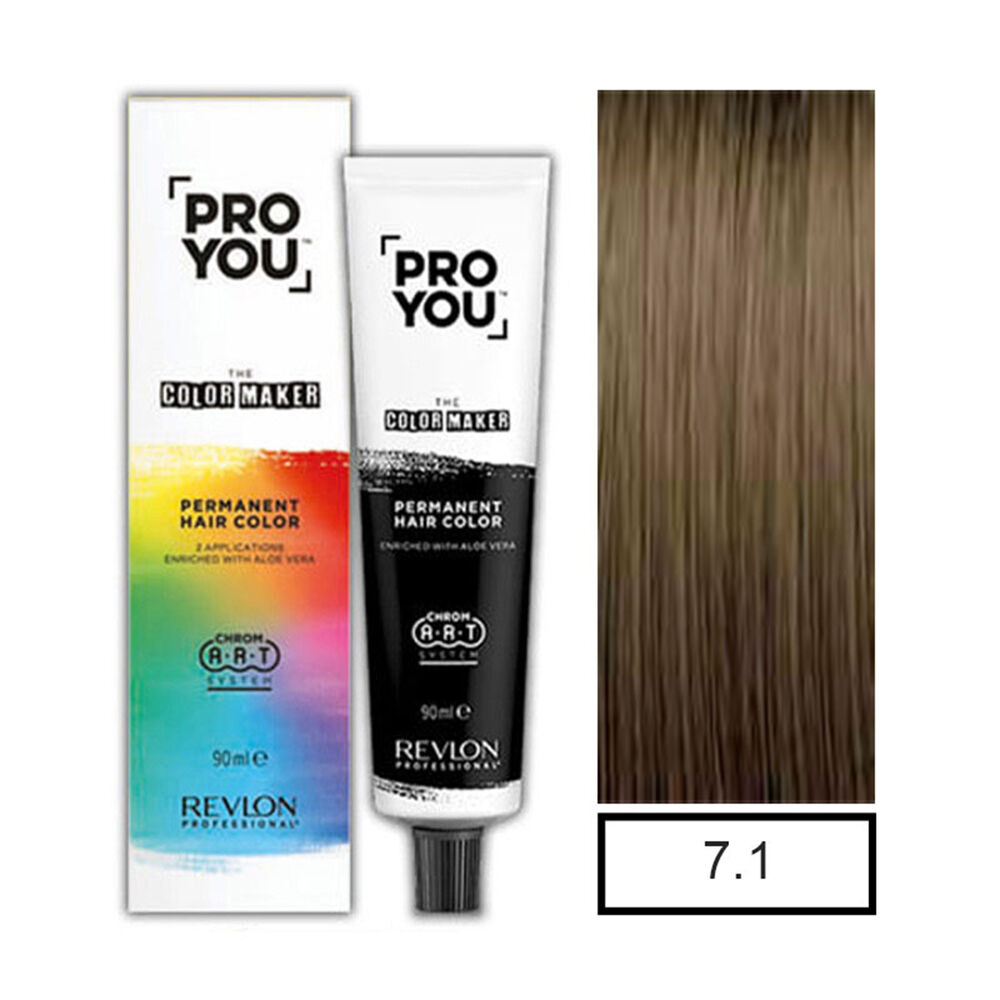 Pro You™ Color Maker Tintura Permanente Rubio Medio Ceniza 7.1 90ml+oxidante image number 0.0