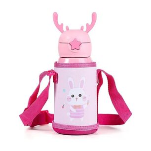 Botella De Agua T&eacute;rmica Portatil 500ml Conejito Rosa Infantil