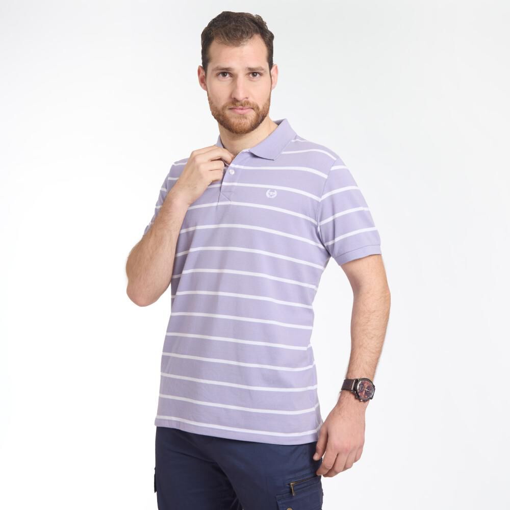 Polera Líneas Manga Corta Cuello Piqué Hombre Peroe image number 2.0