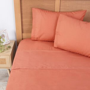 Sabana 144 Hilos Lisas King Naranja