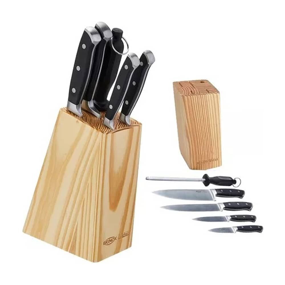 Set De Cuchillos Brinox 6 Piezas Con Taburete De Madera 2519/115 image number 2.0