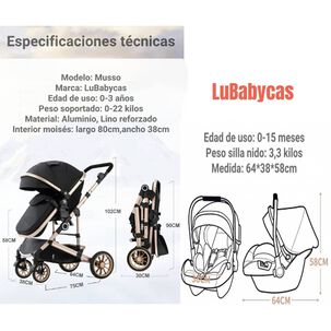Coche Travel System Con Accesorios Musso Negro Lubabycas