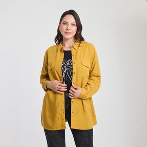 Blusa Lyocell Con Bolsillos Manga Larga Cuello Camisero Mujer Sexy Large