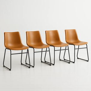 Pack De 4 Sillas Burgos De Comedor De Cuero Sintético Y Metal