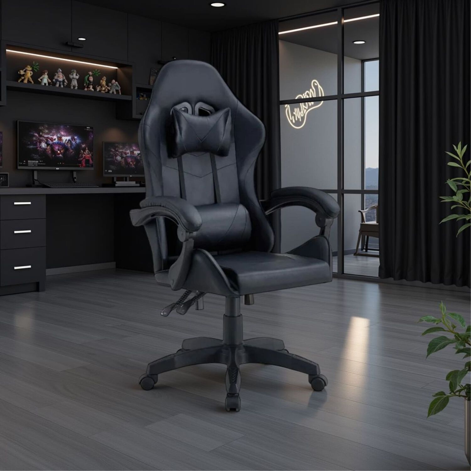 Silla Gamer Tokio Negra - Ergon&oacute;mica Con Cojines Y Reclinable Para Un Confort &Oacute;ptimo image number 5.0