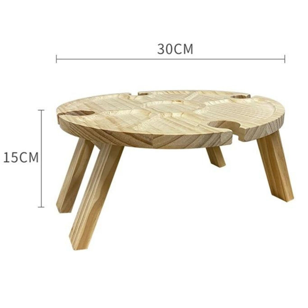 Tabla Redonda Plegable De Madera Mesa Port&aacute;til Picnic Picoteo image number 1.0