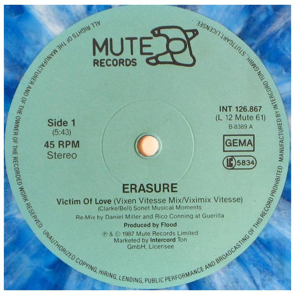 Erasure - Victims Of Love (blue Vynil) | 12" Maxi Single Usado image number 2.0