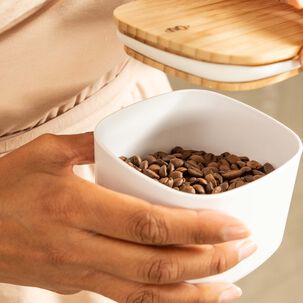 Contenedor Hermético Con Tapa De Bambú Keep 0,45 Lt Blanco Ou