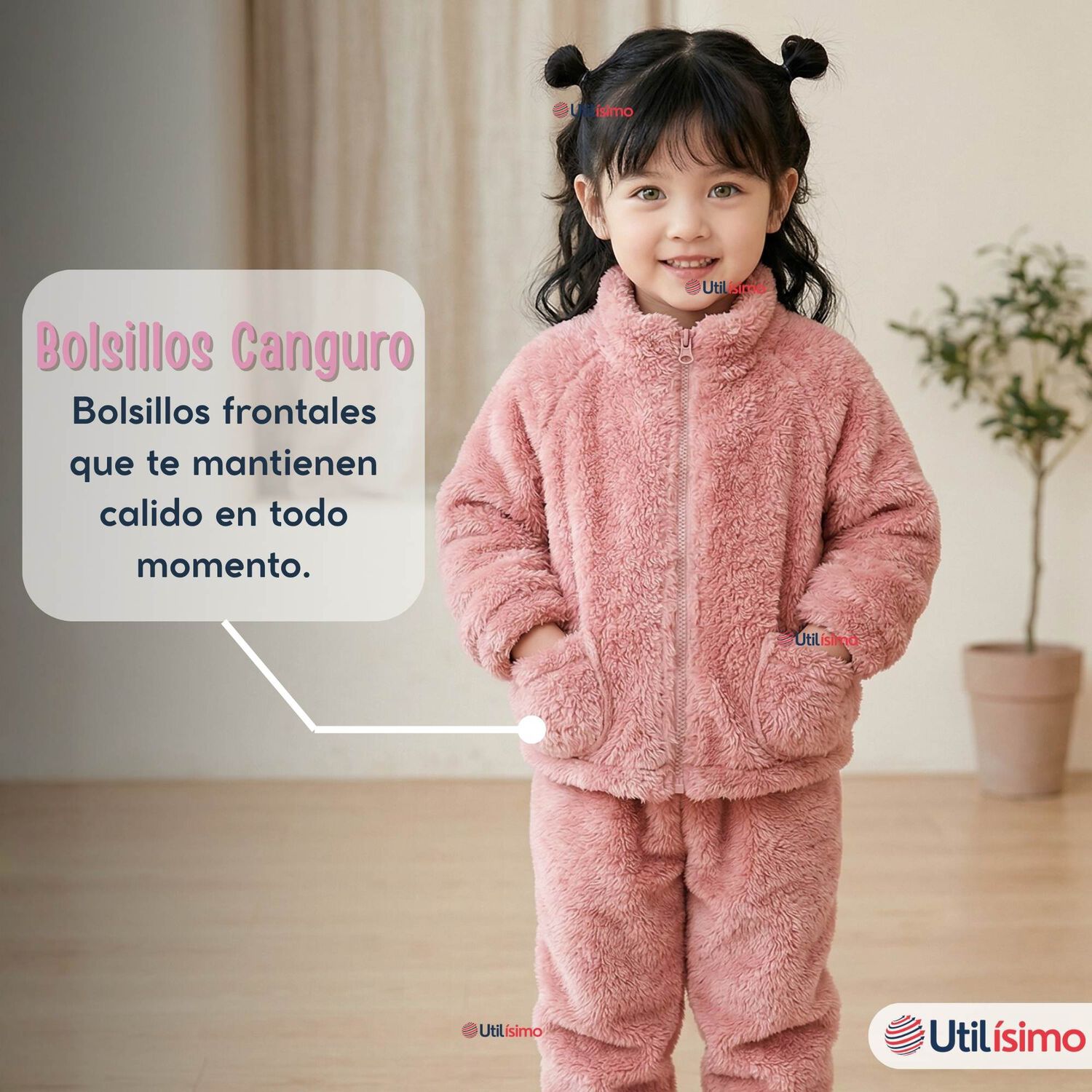 Conjunto 2 Piezas Buzo Poler&oacute;n Pantal&oacute;n Bebe Ni&ntilde;a Poli&eacute;ster Pink image number 8.0