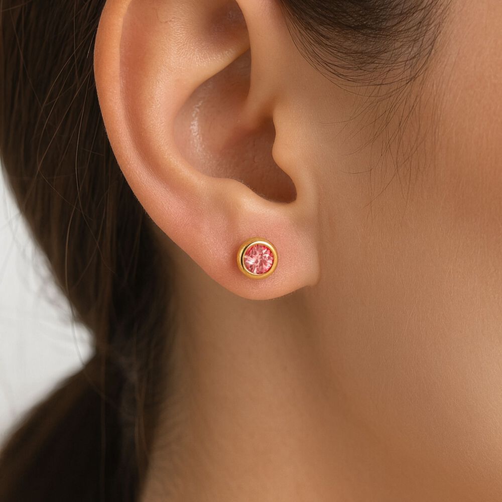 Aros Abridores Punto De Luz 4 Mm Oro 18k Con Circ&oacute;n Y Tope A Presi&oacute;n image number 1.0