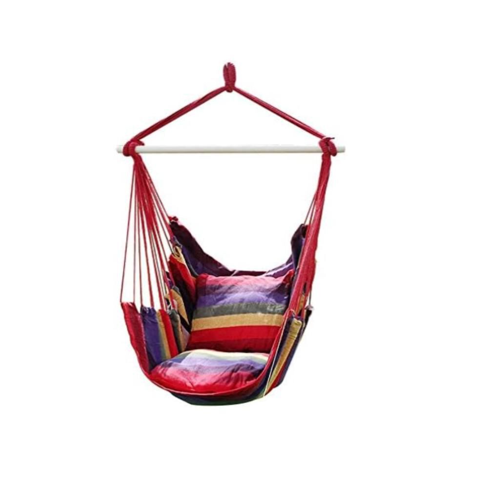 Silla Hamaca Colgante Con Cuerda + 2 Cojines Columpio Jard&iacute;n image number 9.0