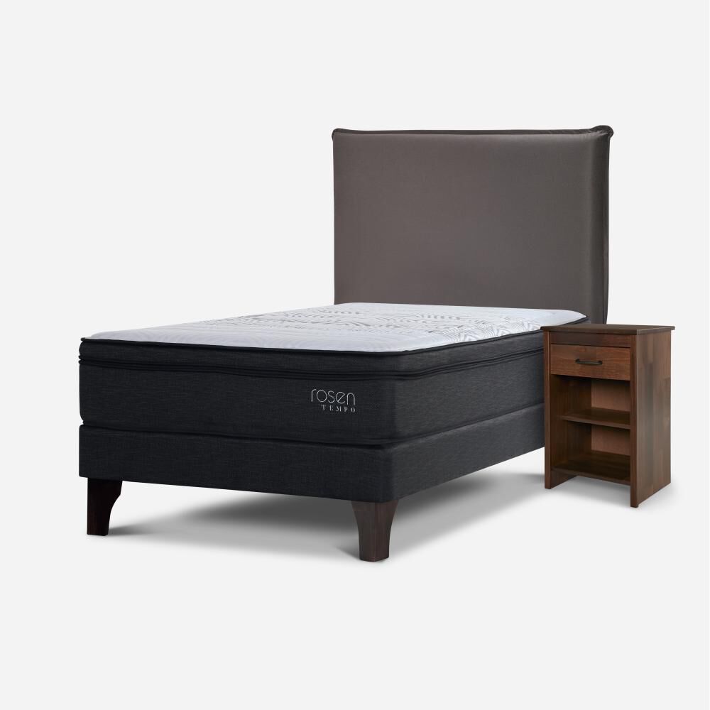 Cama Europea Rosen Tempo / 1.5 Plazas / Base Normal  + Set Maderas Maurice Chocolate image number 1.0