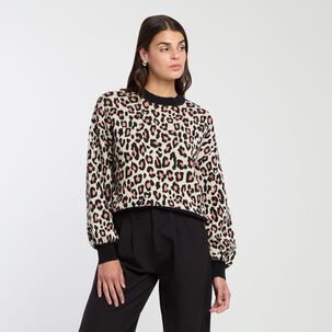 Sweater Jackard Regular Manga Larga Cuello Redondo Mujer Rolly Go