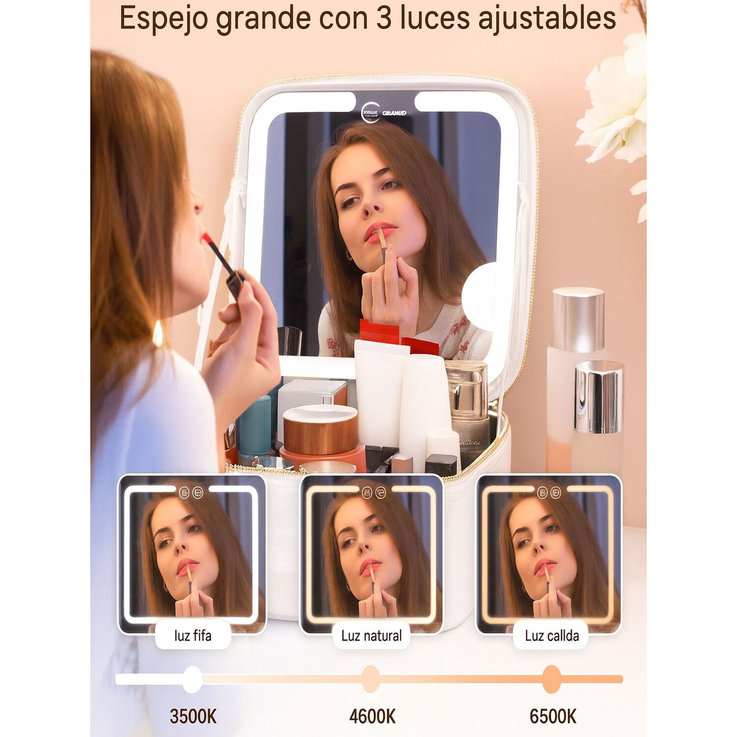 Cosmetiquero Maletin Con Espejo Led Y Divisiones Ajustables image number 15.0