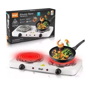 Cocina Eléctrica Portátil De 2 Platos 2000w Raf Blanca