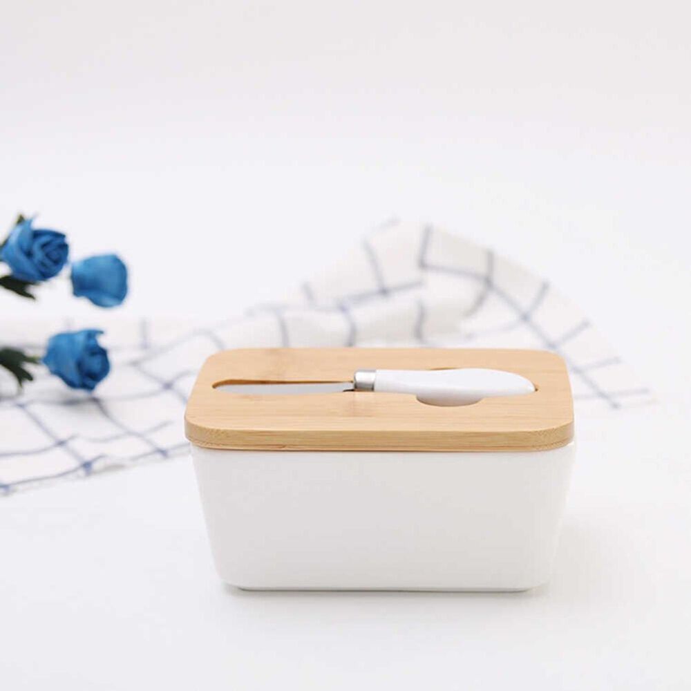 Mantequillero De Cer&aacute;mica Con Tapa De Madera image number 2.0