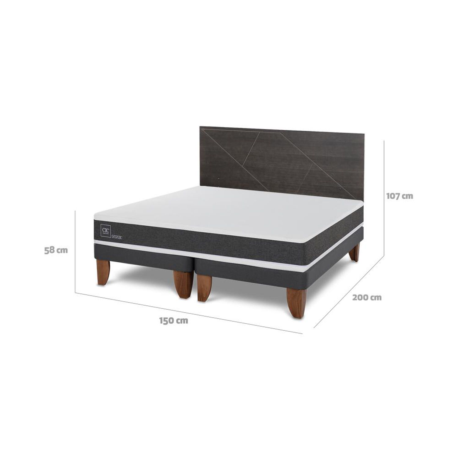 Cama Europea Cic Ortopedic / 2 Plazas / Base Dividida + Respaldo image number 5.0