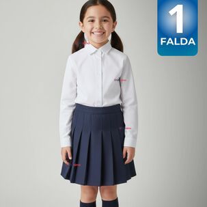 Falda Escolar Color Azul Uniforme Para Ni&ntilde;as