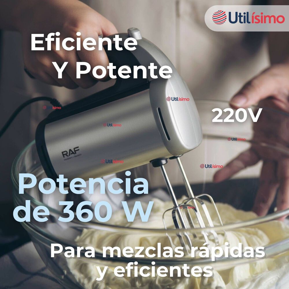 Batidora Electrica 5 Velocidades De Mano Raf Acero Inoxidable Mutifuncional image number 2.0