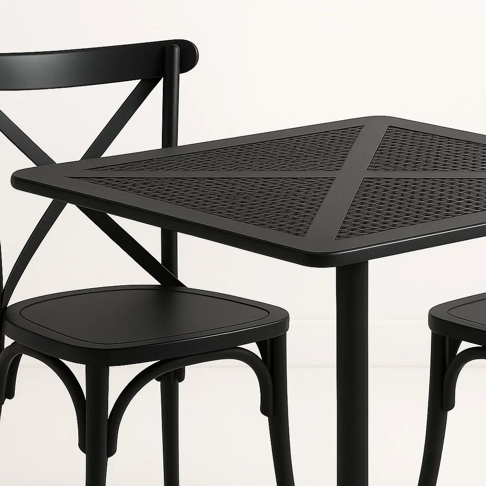 Mesa Restaurant 80x80 Polipropileno + 4 Sillas Crossback Danubio - Negra image number 7.0