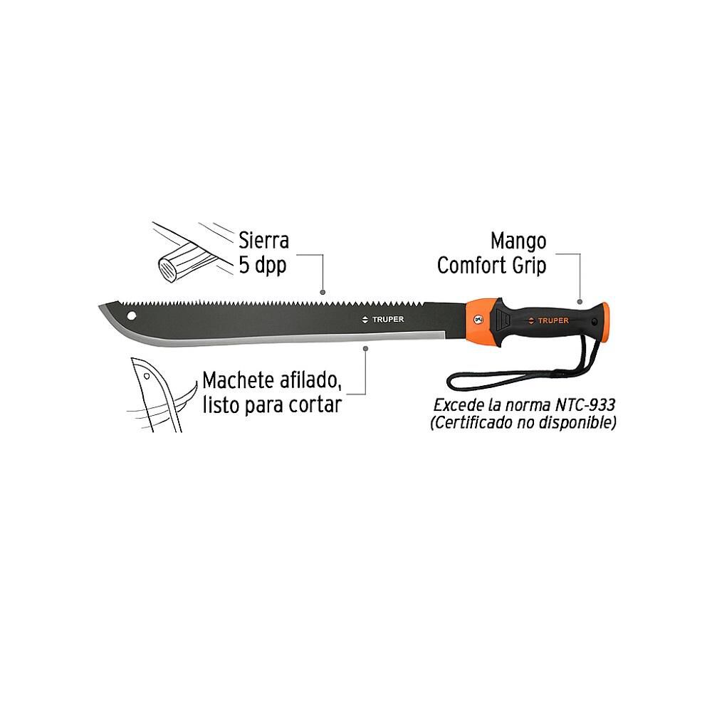 Machete Doble Filo 18 Truper Profesional image number 2.0