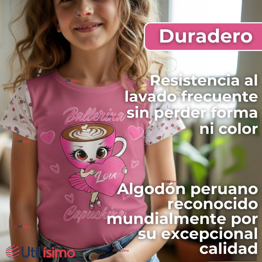 Polera Brainrots 100% Algod&oacute;n Manga Corta Ni&ntilde;a Tralalero Rosado Oscuro image number 5.0