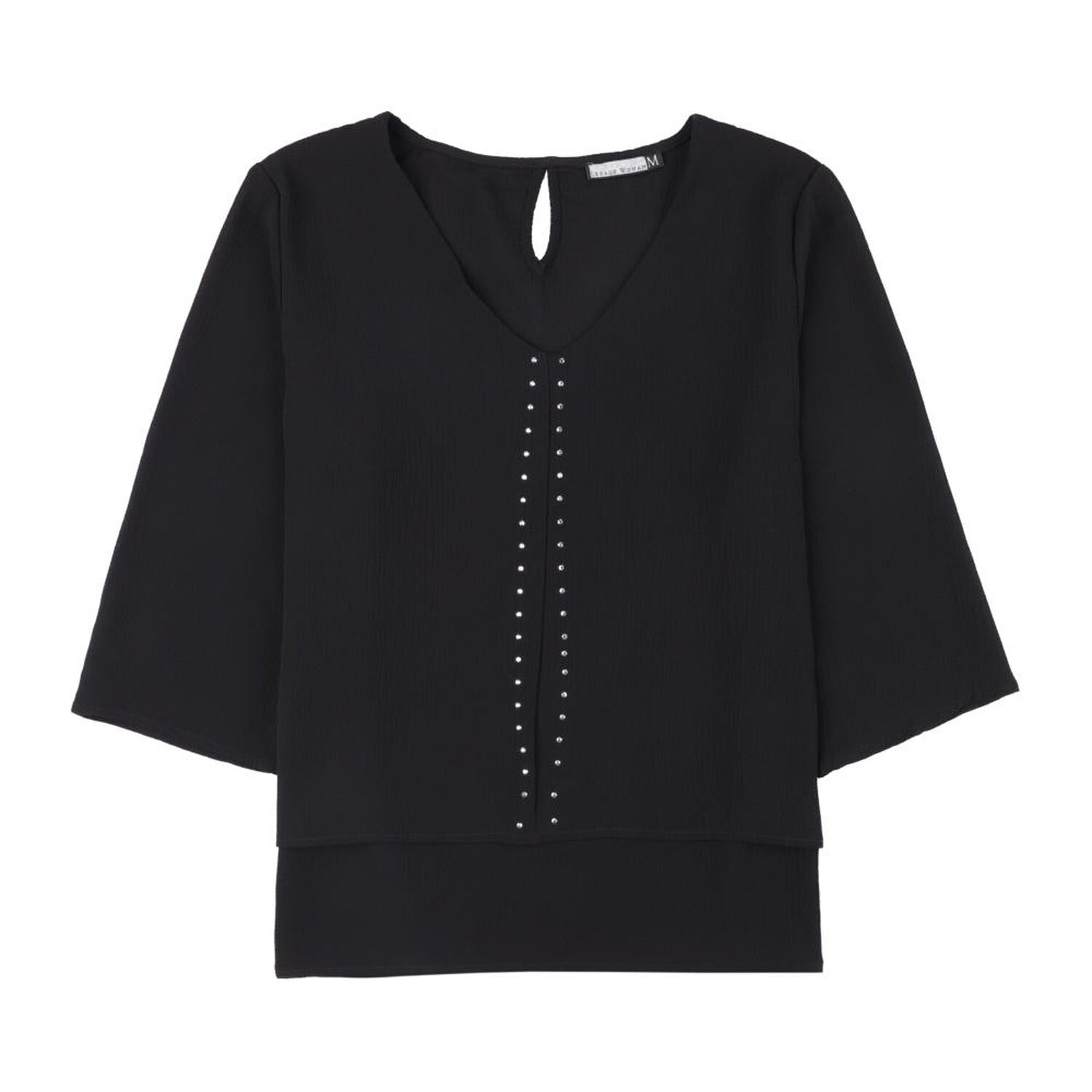 Blusa Lisa Manga 3/4 Cuello V Mujer Lesage image number 0.0