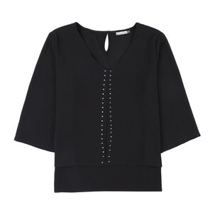Blusa Lisa Manga 3/4 Cuello V Mujer Lesage