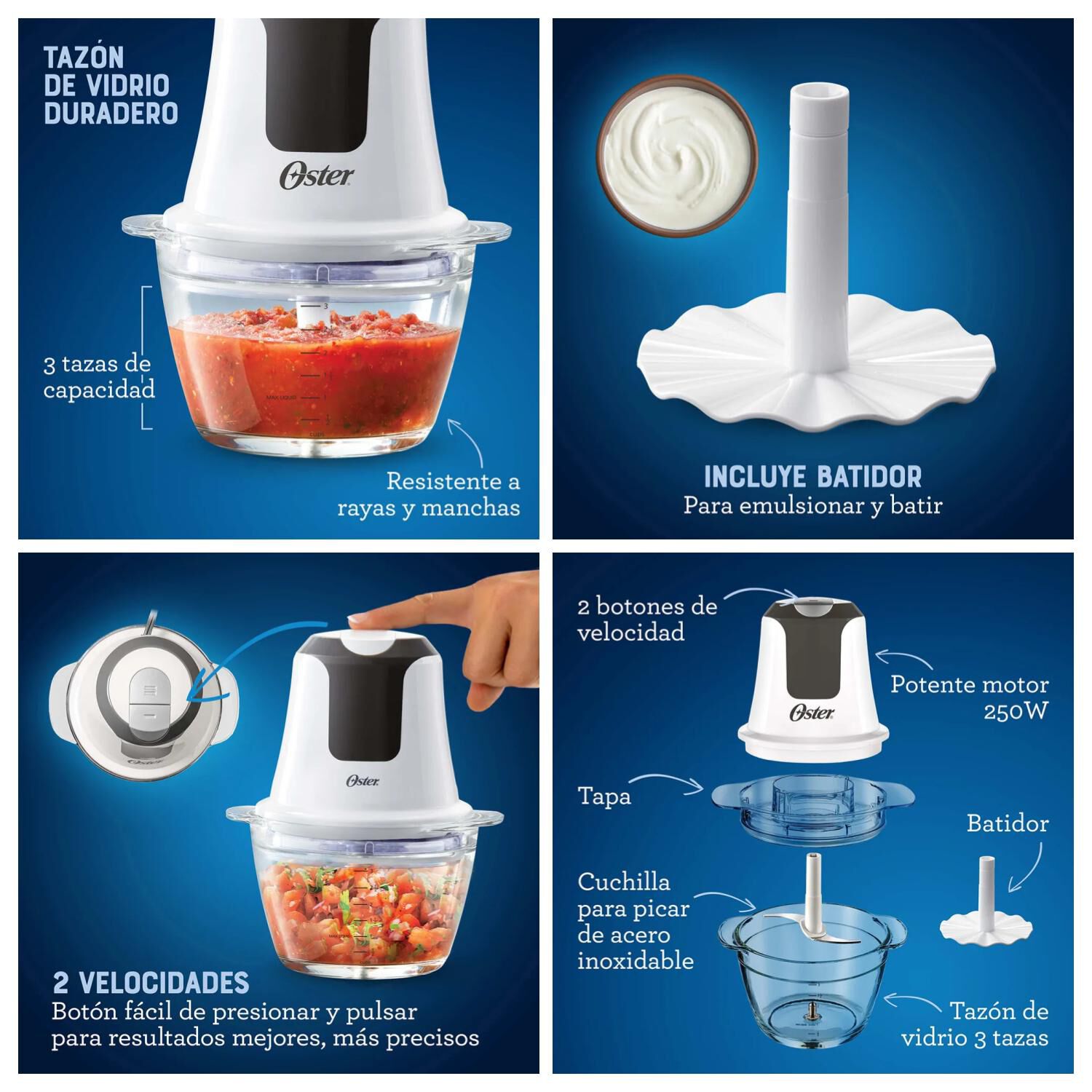Picador De Alimentos 750ml 2vel Blanco Fpstfp3340 Oster image number 3.0