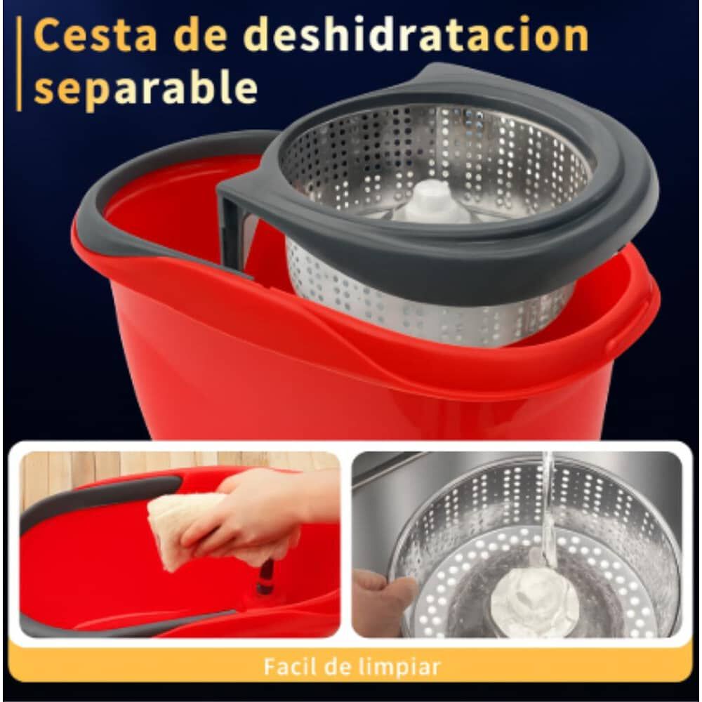 2 Mopas Giratoria 360&deg; Trapeador Canasto Met&aacute;lico Con Pa&ntilde;os image number 16.0