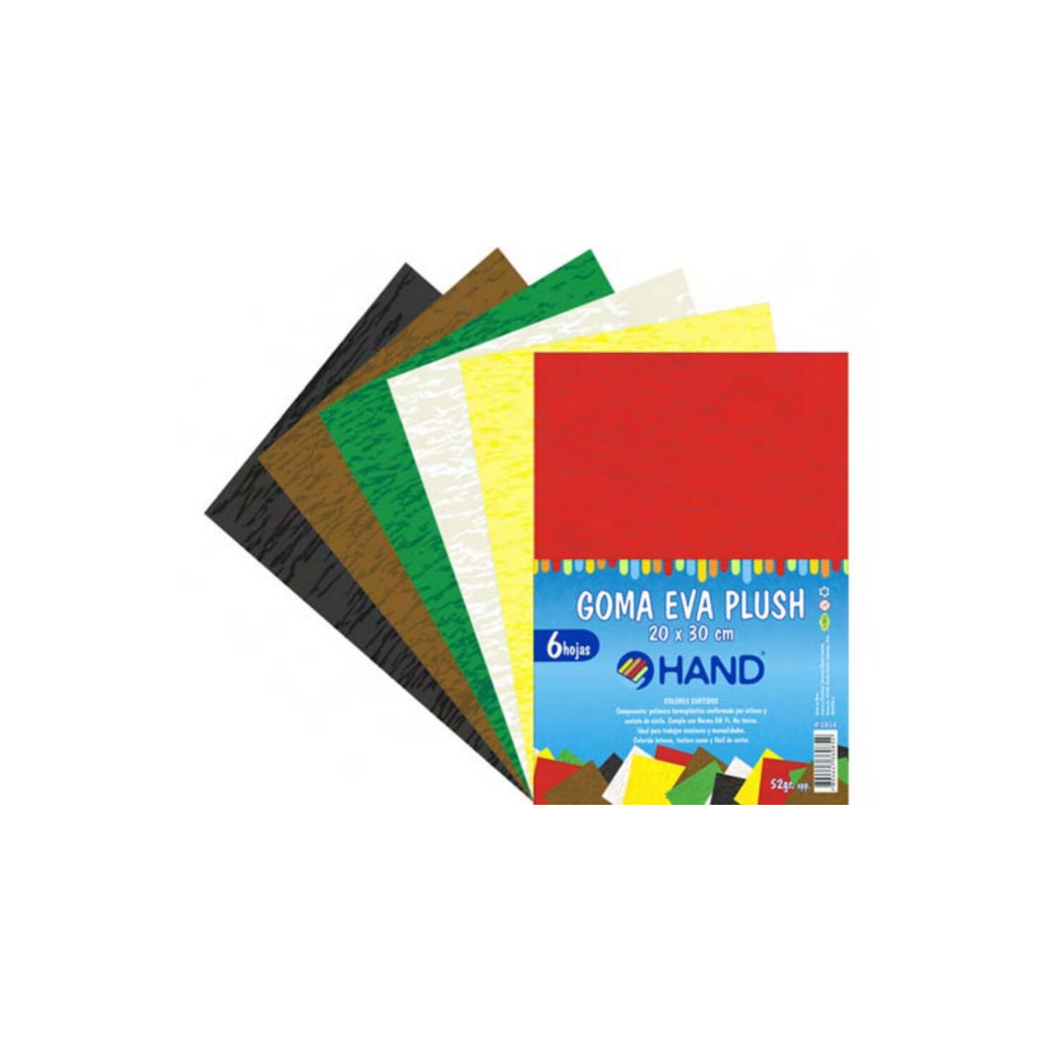 Pack 60 Hojas Goma Eva Plush 20x30cms Colores - Ps image number 0.0