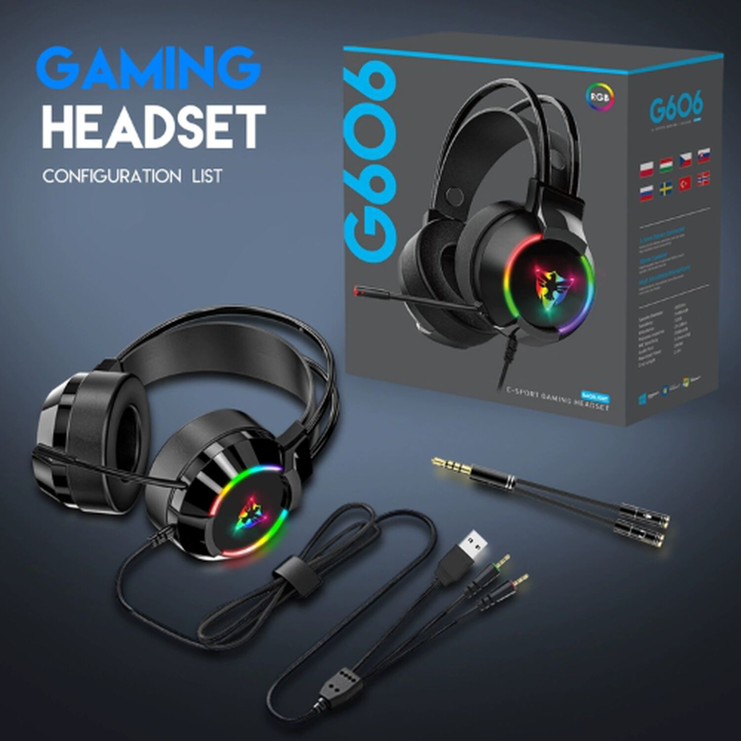 Audifonos Con Microfono Gamer Auriculares Diadema Usb Rgb image number 3.0