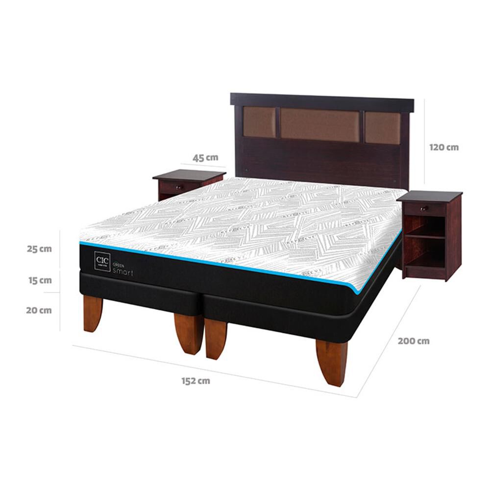 Cama Europea Cic Green Infinity / 2 Plazas / Base Dividida + Set De Maderas image number 6.0