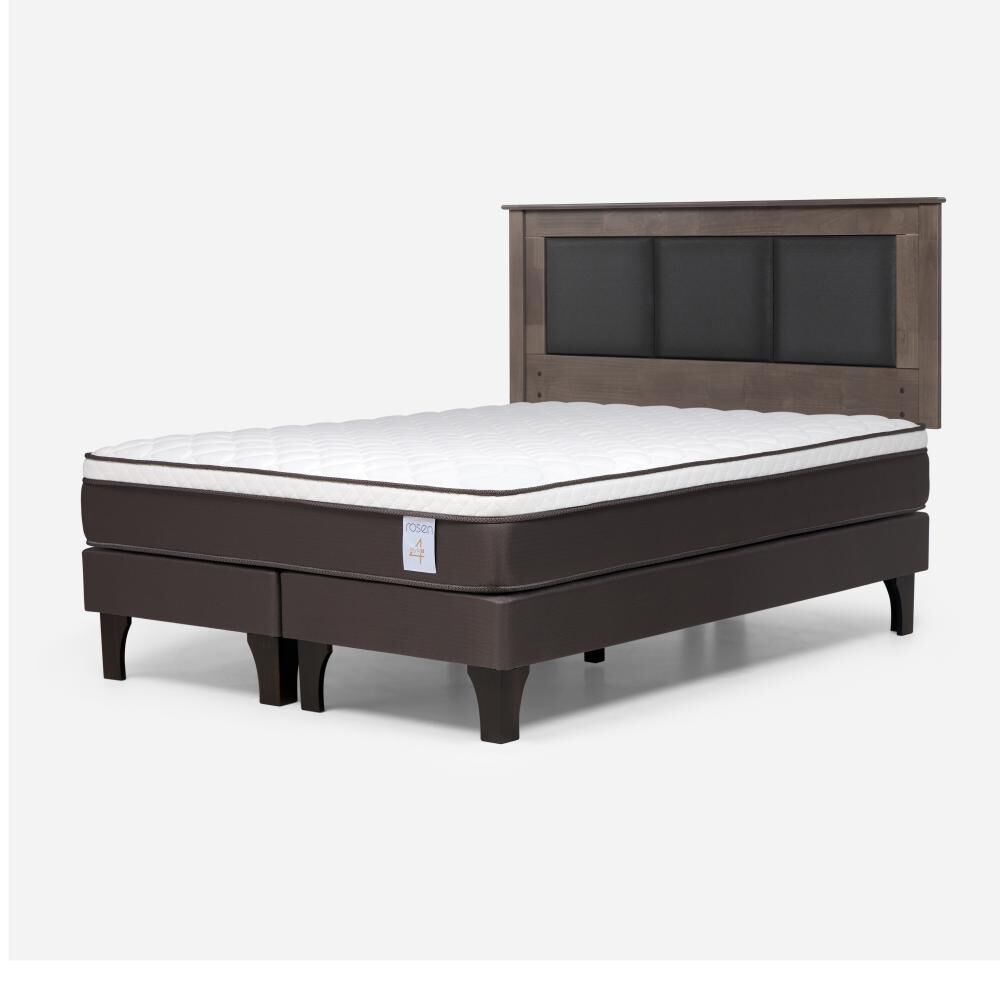 Cama Europea Rosen New Style 4 Plus / King / Base Dividida  + Respaldo Rachel Gris image number 1.0