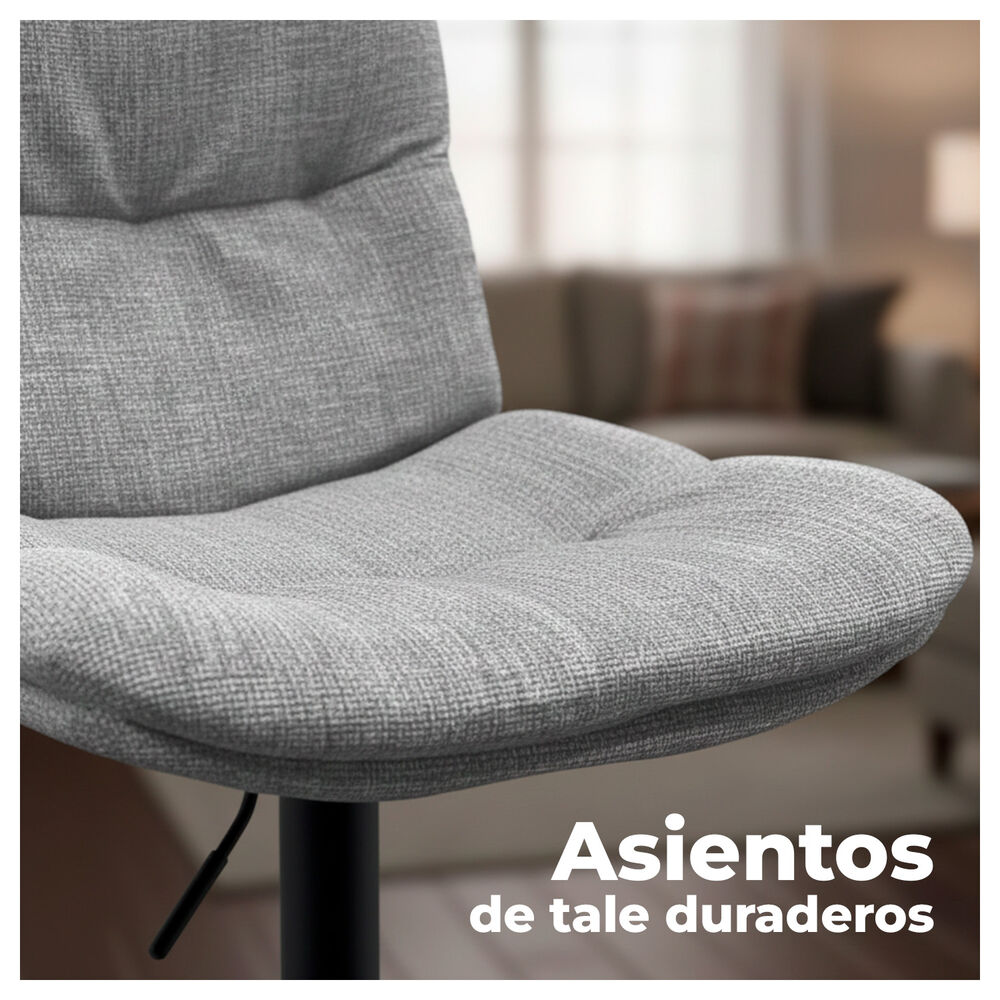Pack 4 Silla De Bar Ajustable Base Negra Y Tela Estilo N&oacute;rdico image number 3.0